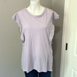 Anthropologie Pilcro Sustainable Ruffle Sleeved Tunic Top Lavender Sz S NEW